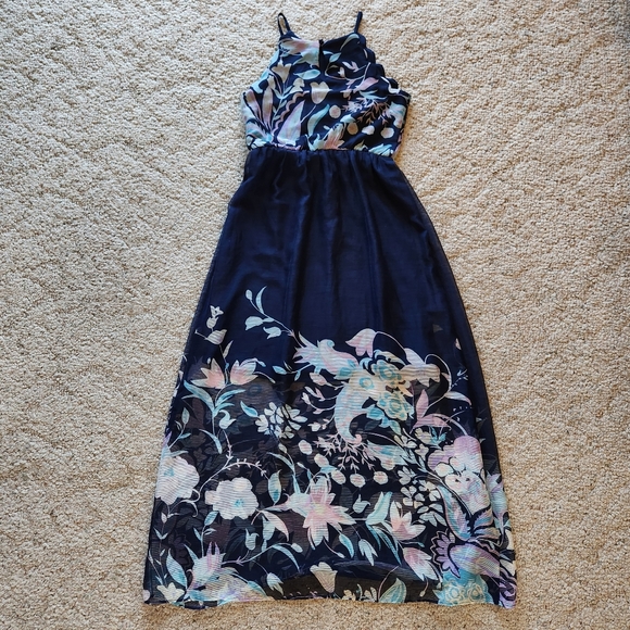 Amy Byer maxi dress  Size 10 Colors navy, pink and white floral - Picture 7 of 11